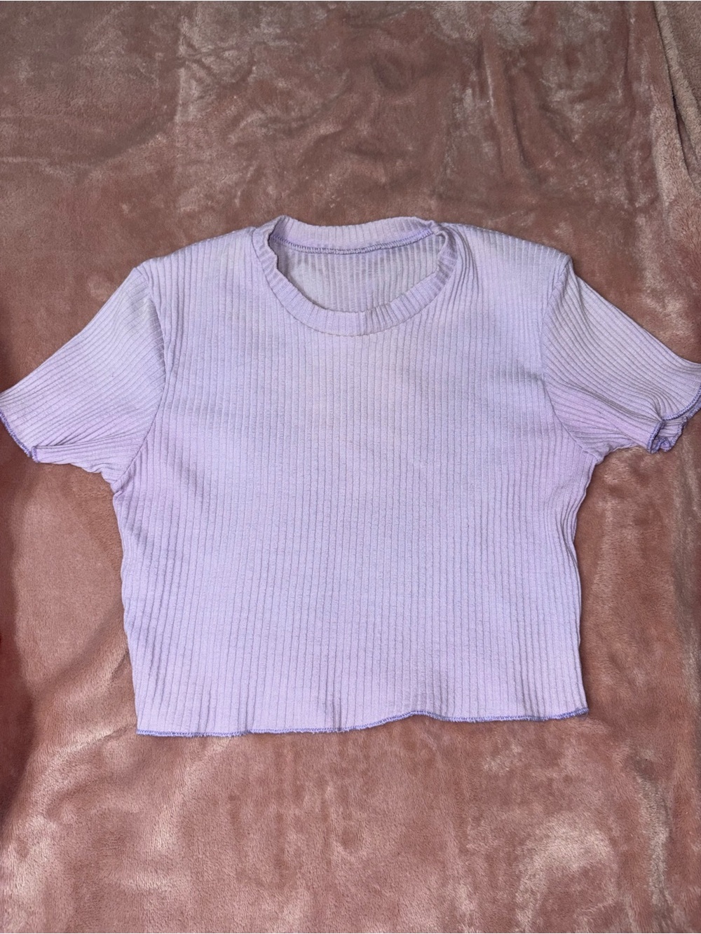 Lilac Ribbed Crop Tee - Women's Short Sleeve Top